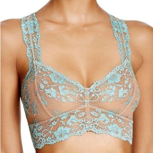 Free people lace teal and nude bralette